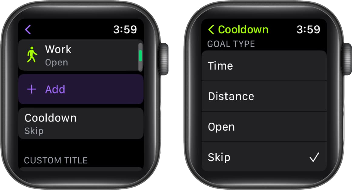 Tap Cooldown pick a Goal
