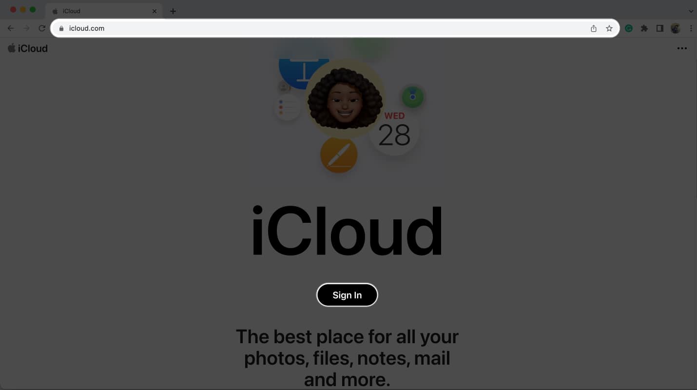 Search iCloudcom and select Sign in