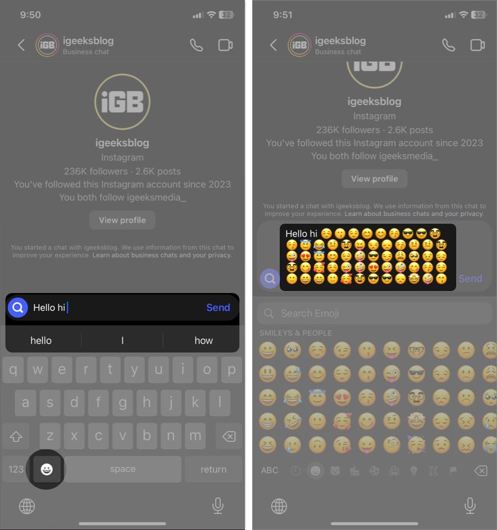 tap emoji icon type emojis in keyboard