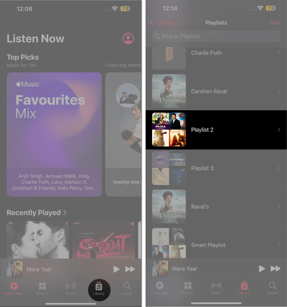 Access library open a playlist in the music app