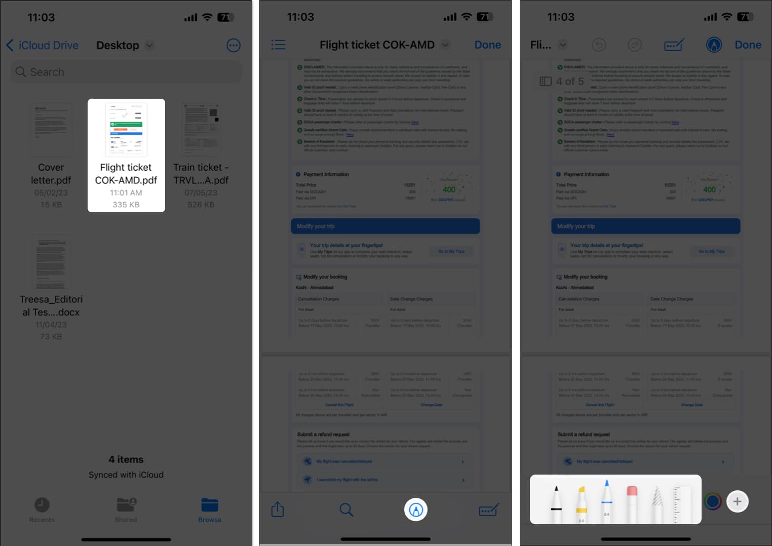 Select a PDF tap the markup icon tap the + icon in PDF
