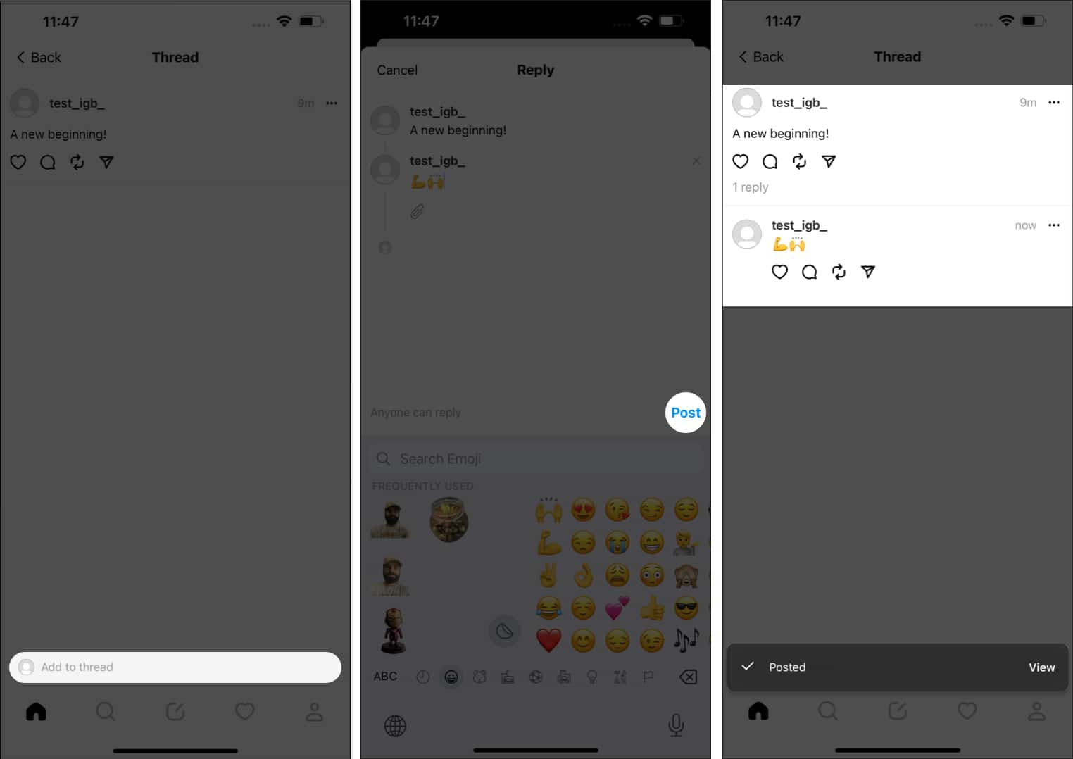 Tap Add to thread Post in Threads