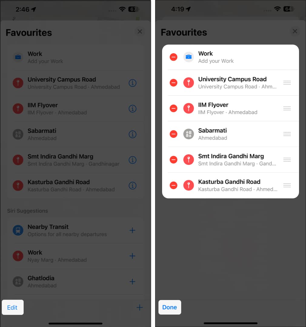 Tap Edit remove or move the pin Done to save in Apple Maps