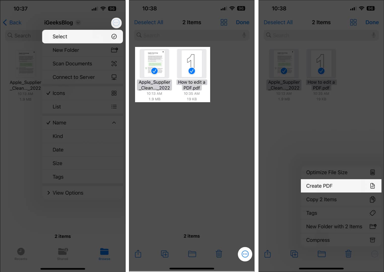 Tap the 3 dot icon select choose the PDFs create PDF in PDF