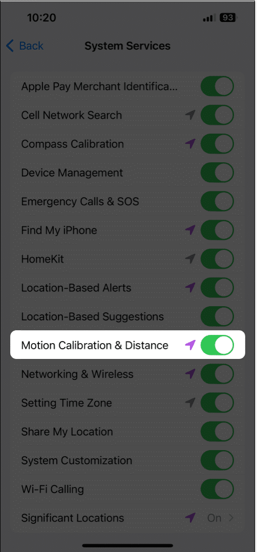 Toggle on Motion Calibration  Distance