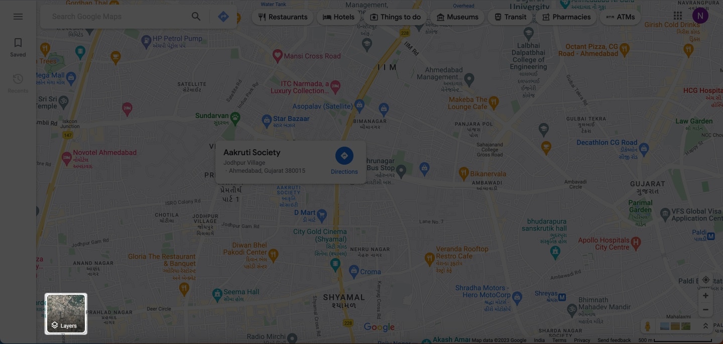 Access layers in Google Maps