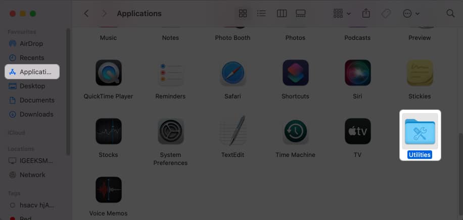 Applications Utilities on Mac