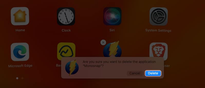 Click the X icon and select Delete