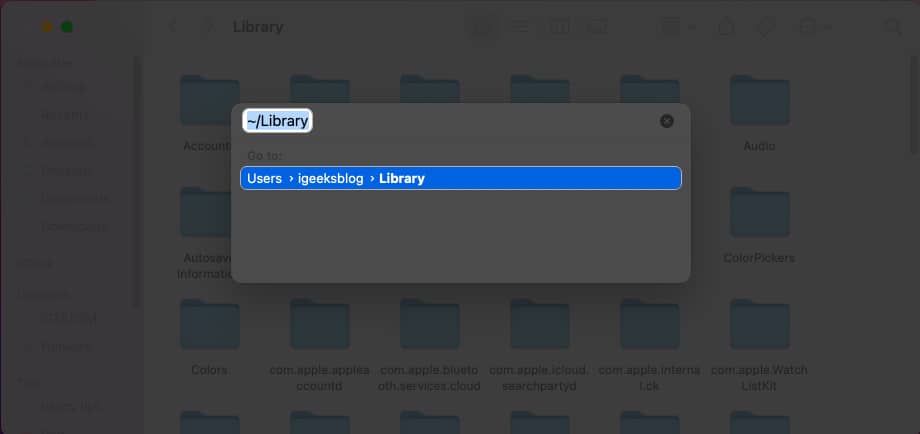 Enter ~Library in the path and press Return