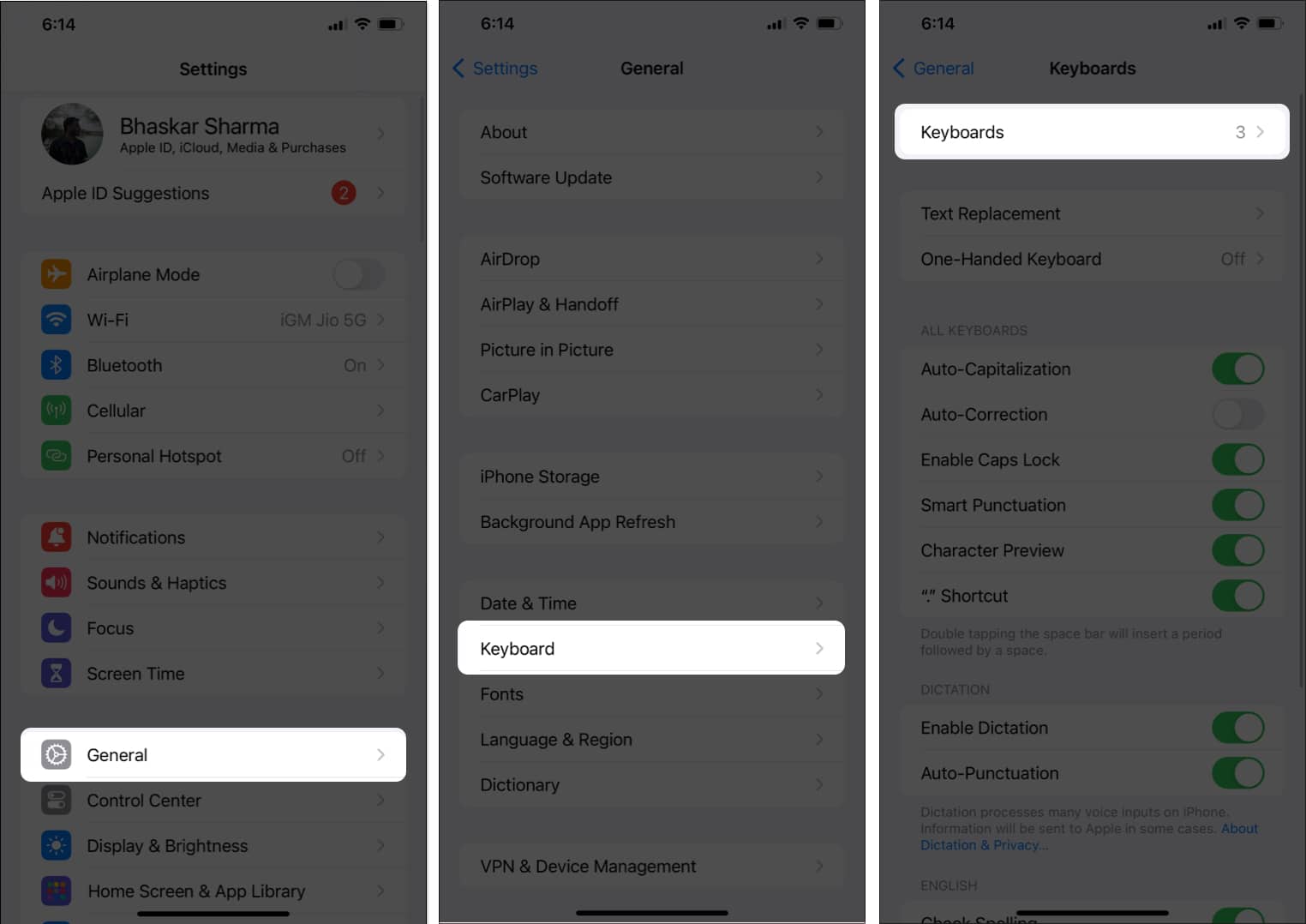 Head to General choose Keyboard and tap Keyboards