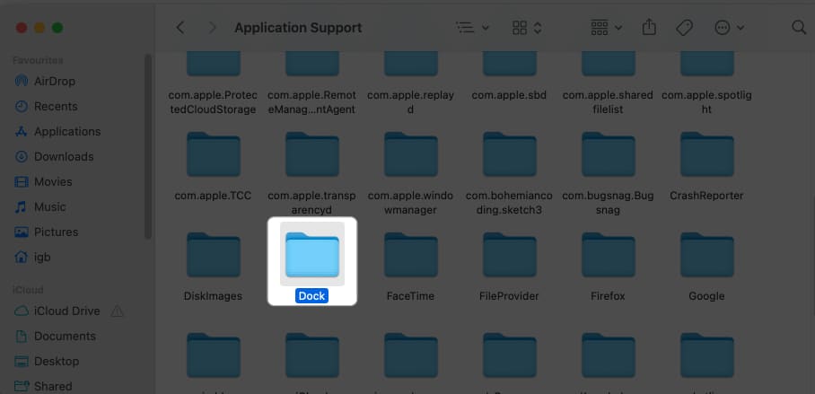 Head to the Dock folder