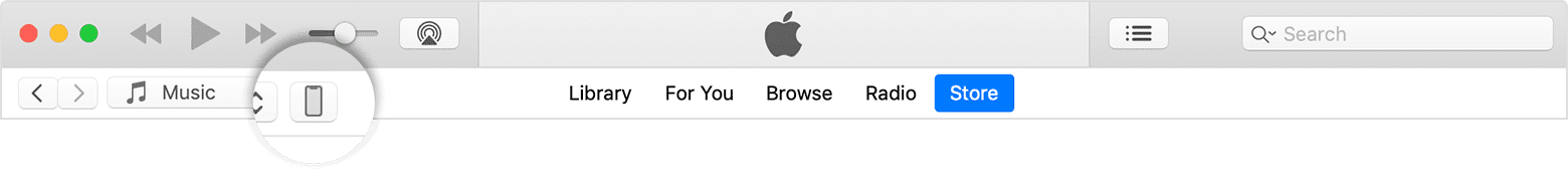 iPhone icon in the iTunes app