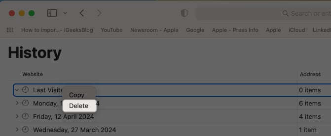 Right click on particular day history select Delete