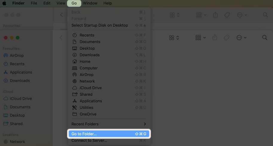 Select Go from the menu bar and head to Go to Folder