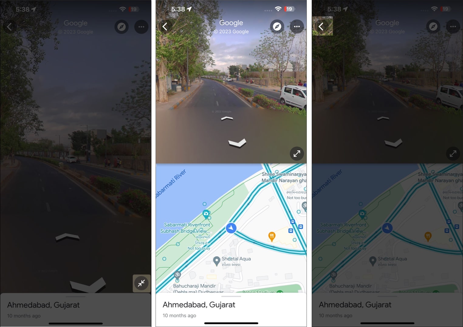 Tap resize option to use split screen view in google maps