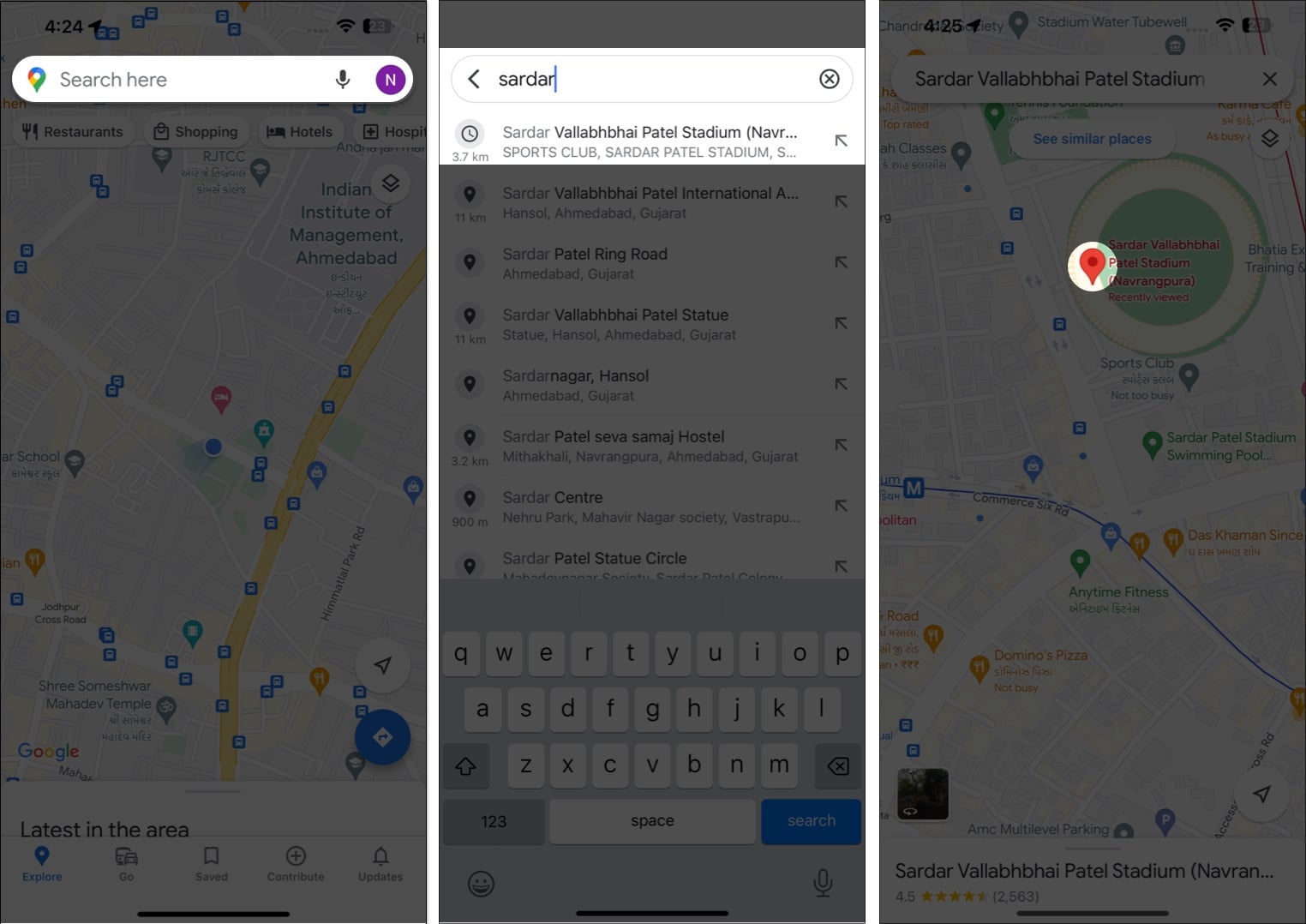 Tap the search bar locate your prefereable regin locate the red pin in google maps