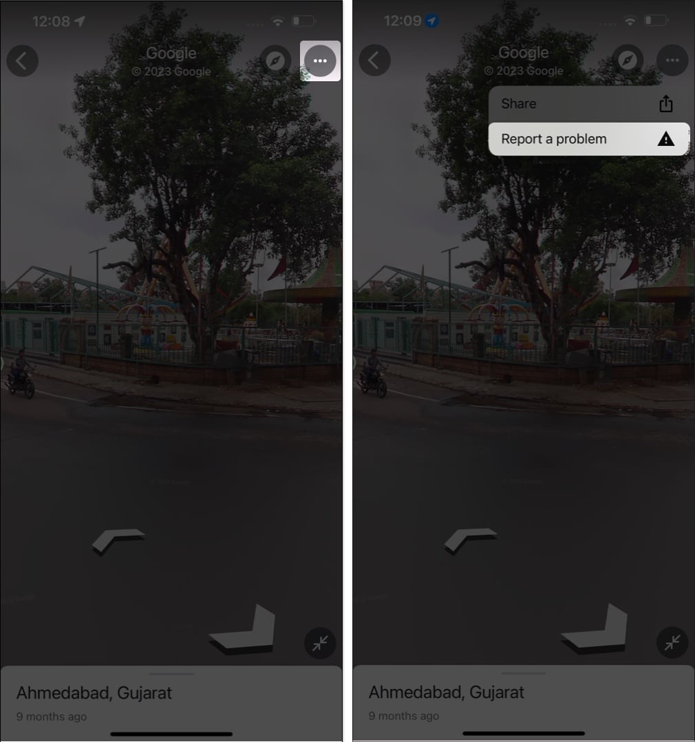Tap the three dot icon select report a problem in google maps
