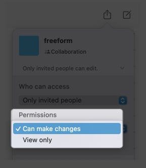 click permissions select can make changes in freeform