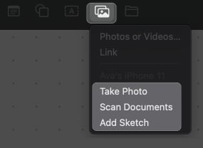 click photo icon select add sketch in freeform