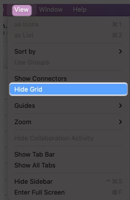click view from menu bar select hide grid in freeform