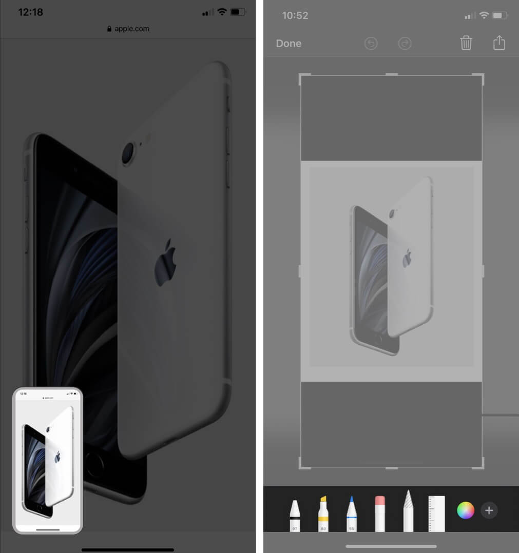 edit screenshot with markup tool on iphone