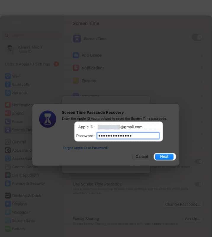 Enter your Apple ID and passcode and tap press