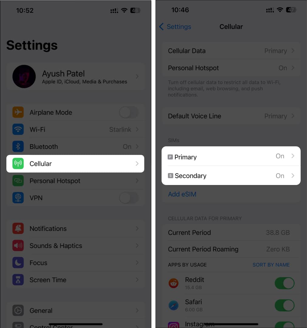 Go to Settings Cellular and Select a SIM you want to rename
