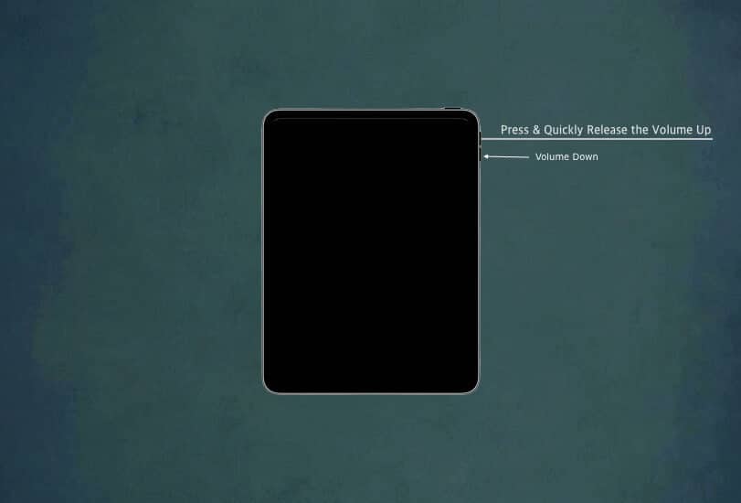 Press Quickly Release Volume buttons on iPad