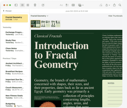 See full width PDFs in the Notes app