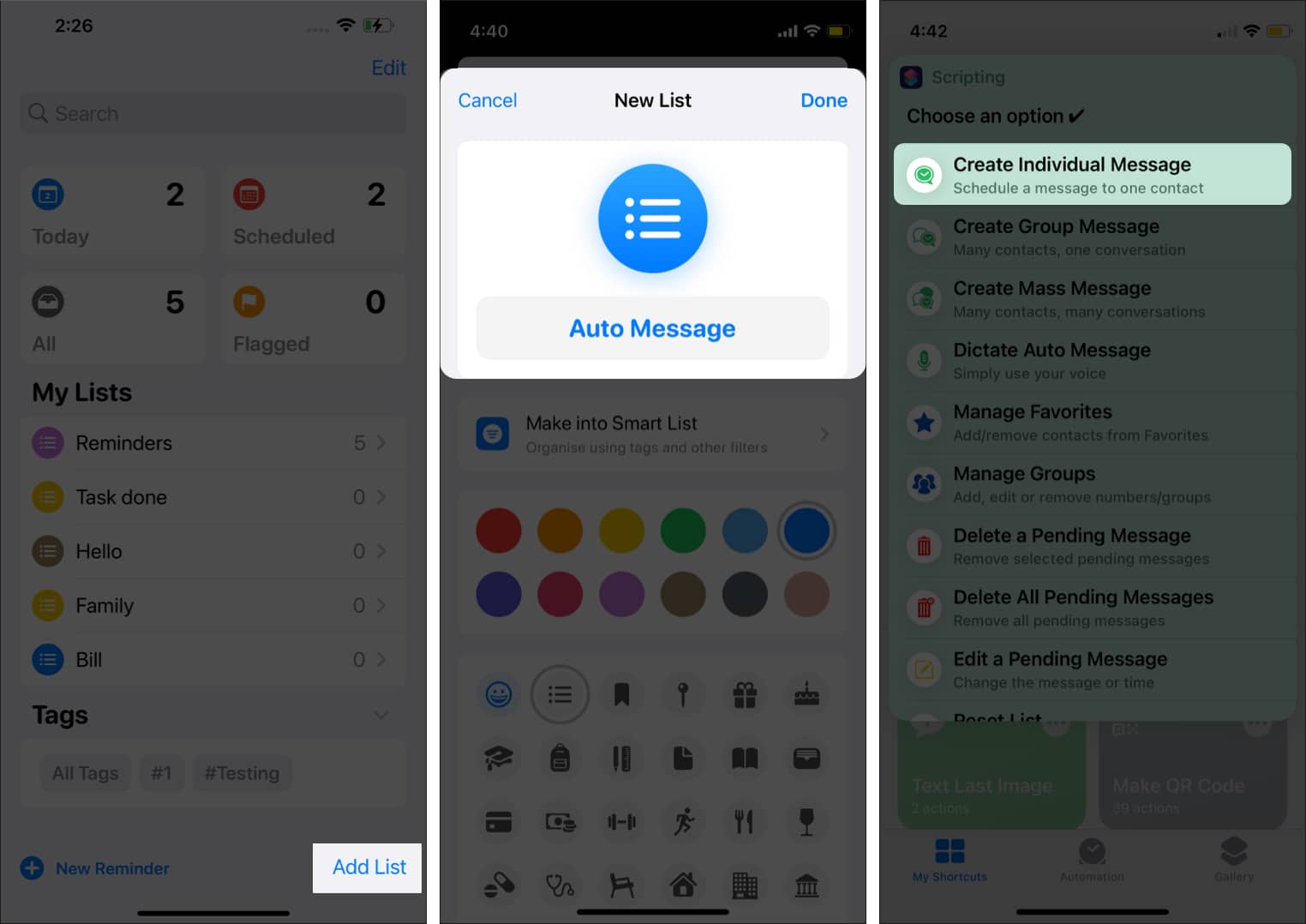 Create Individual Message from the pop up on iPhone