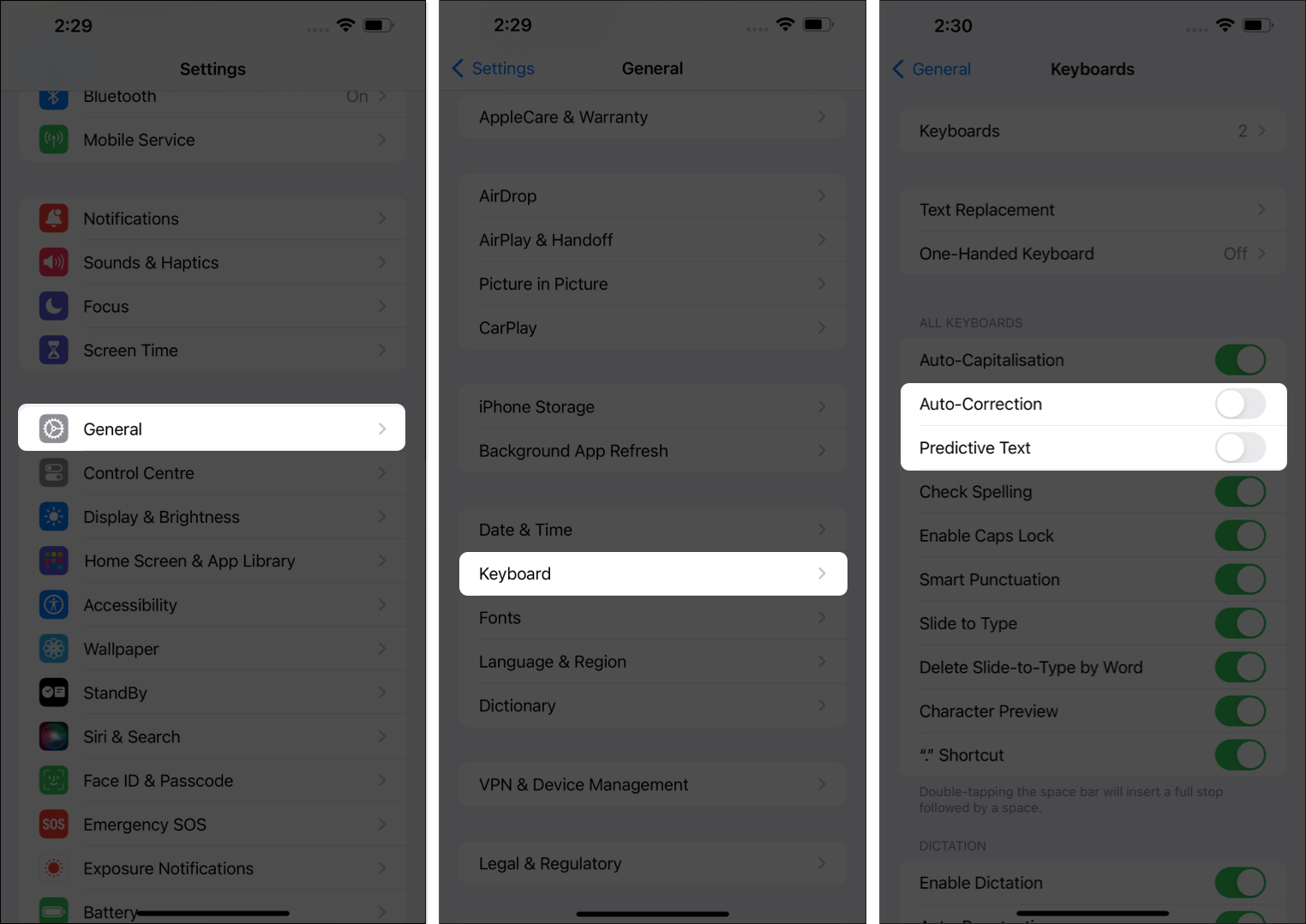 Go to General select Keyboard toggle off Predictive Text and Auto Correction