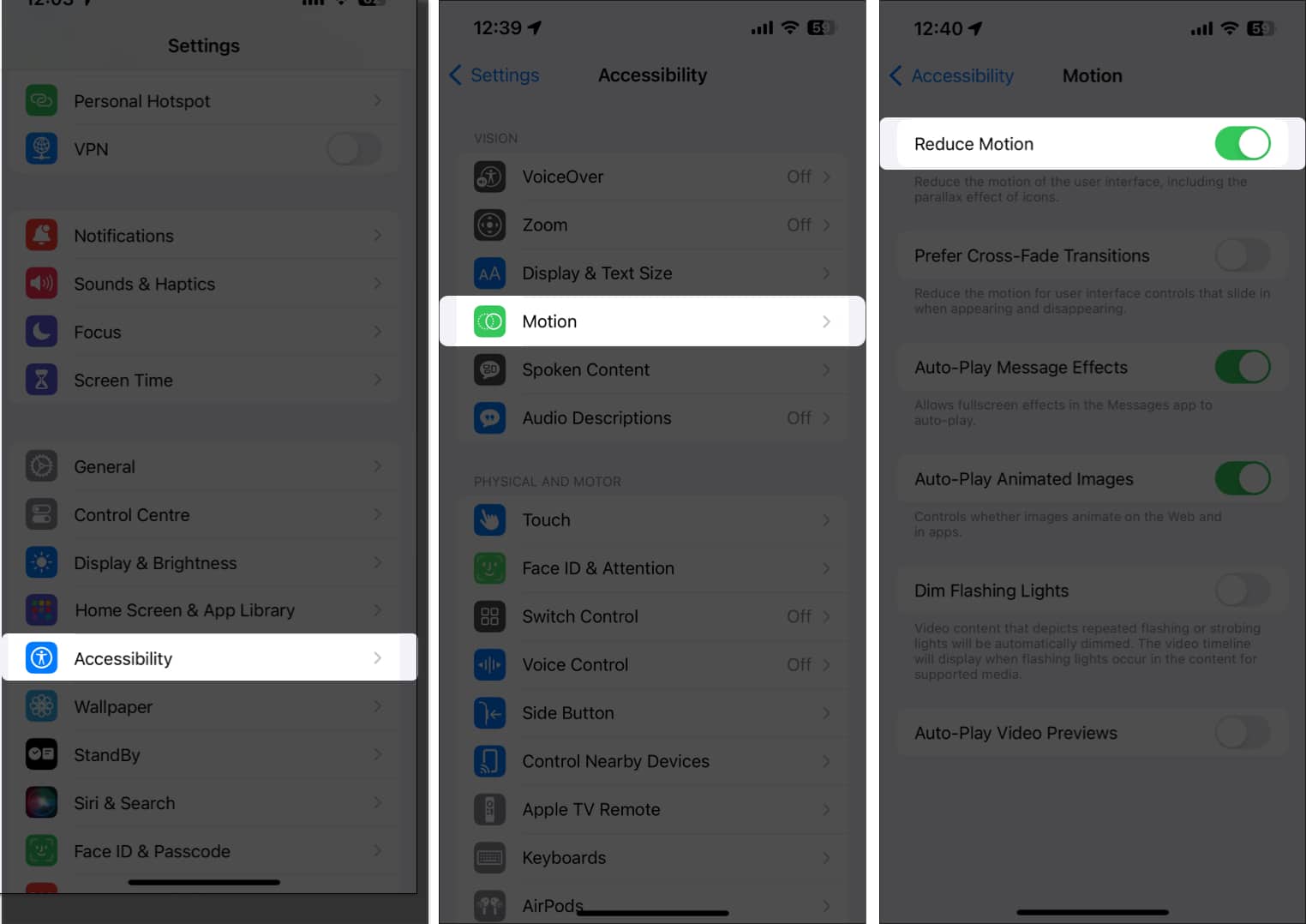 Go to Settings, Accessibility, Motion, Turn on reduce motion in iPhone
