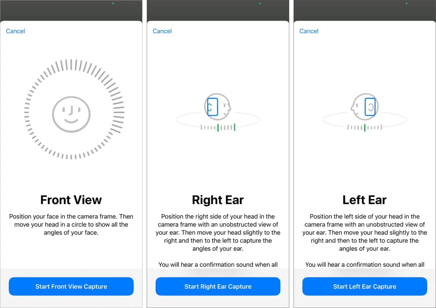 Adding Front view left Ear and right Ear captures for Personalized Spatial Audio in iOS 16
