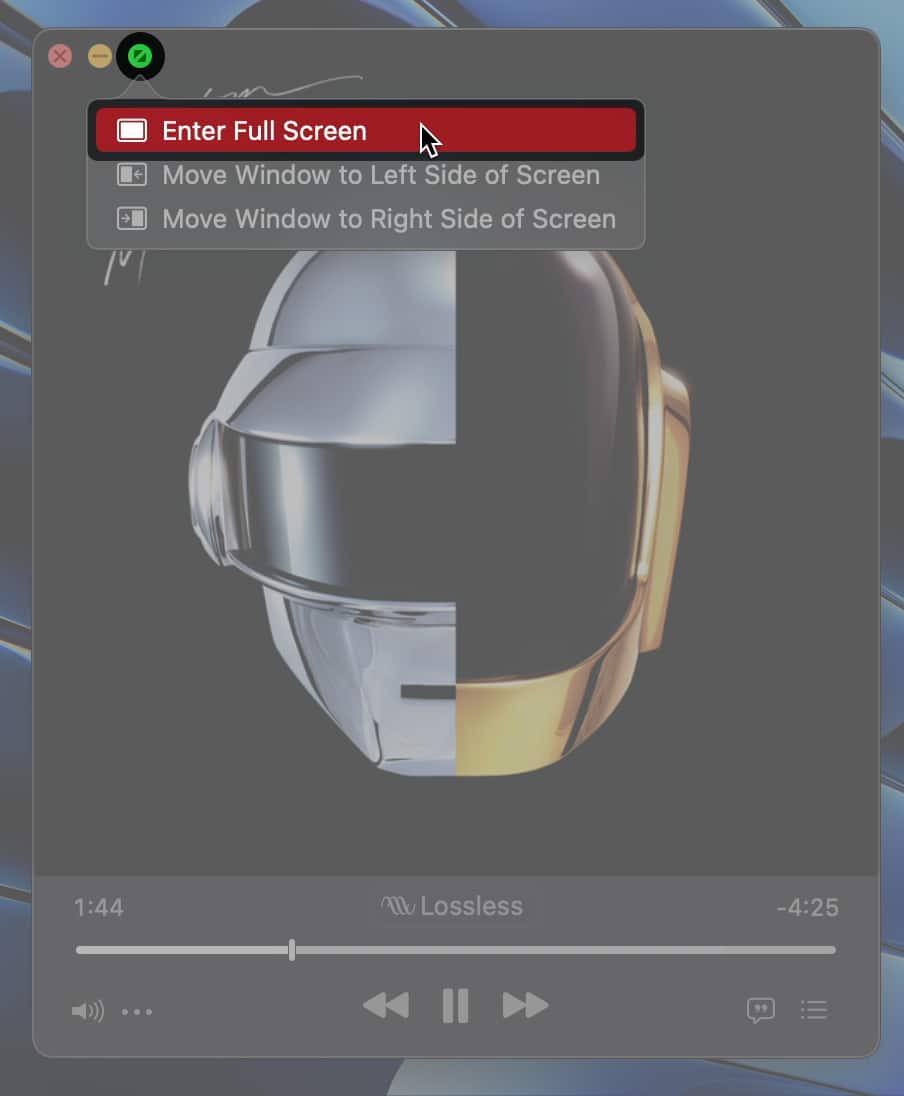 enter full screen mode on mac