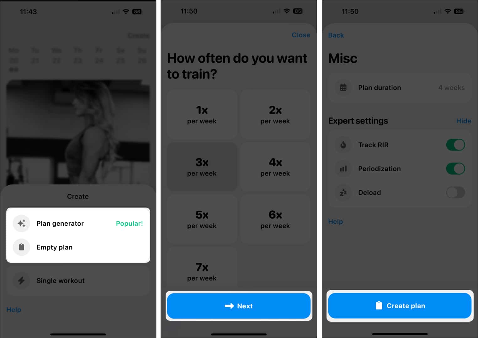 Choose a plan tap Next and tap Create plan