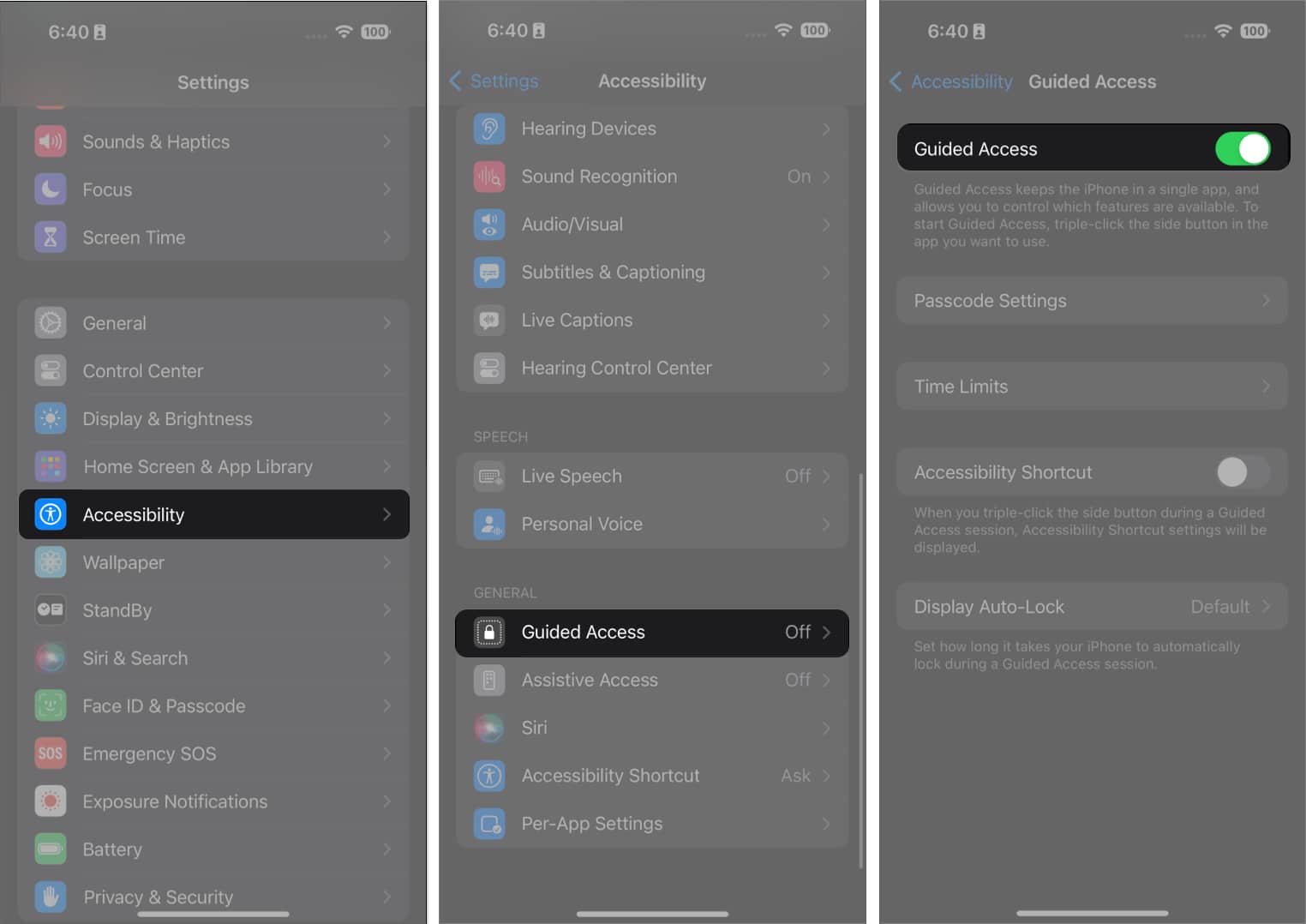 Enable Guided Access on iPhone