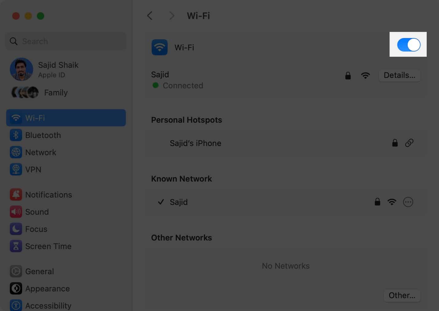Enable Wi Fi again