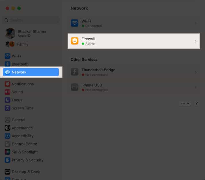 Launch the System Settings head to Network and choose Firewall