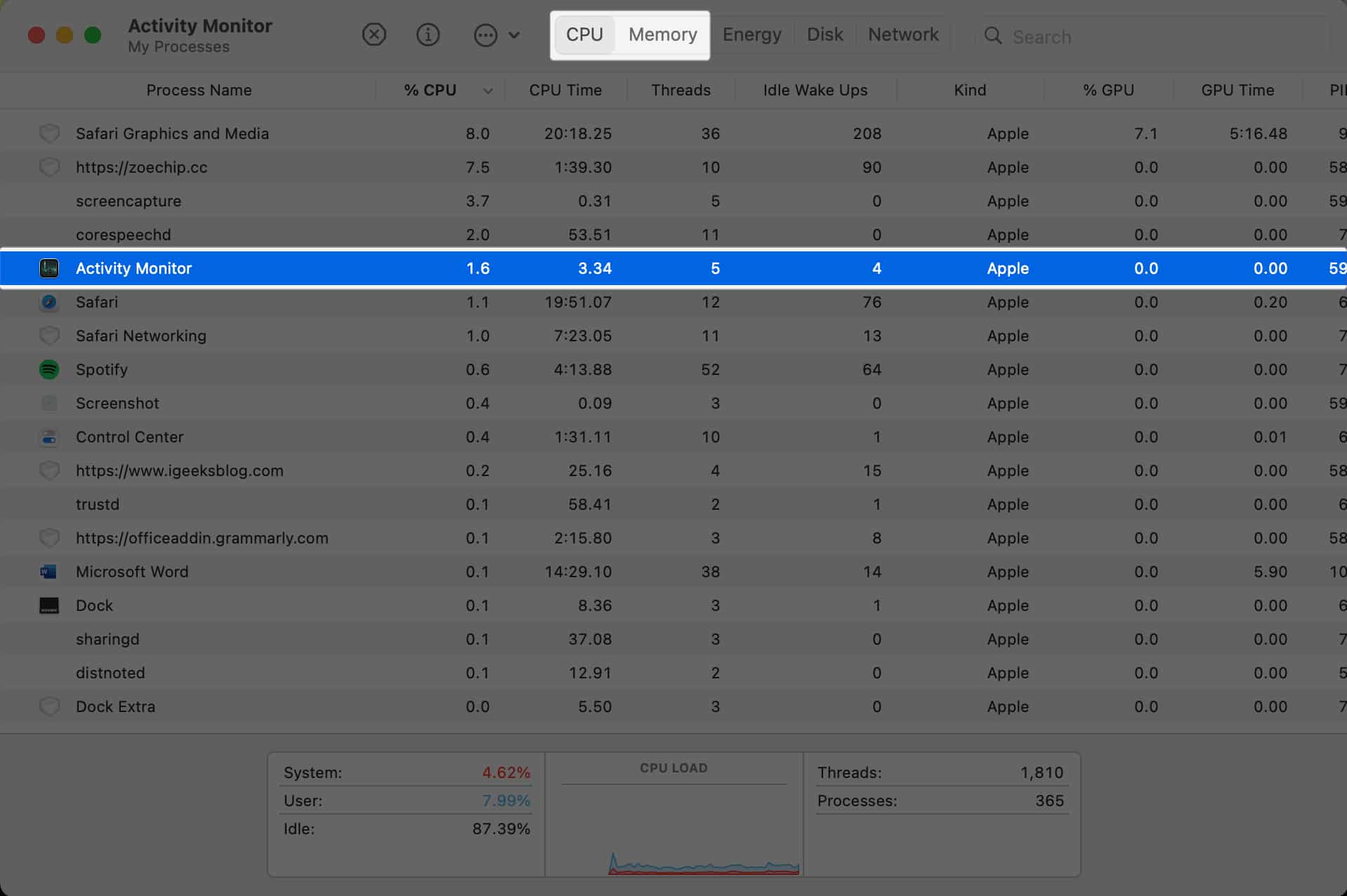 Open Launchpad click the Other folder Activity Monitor