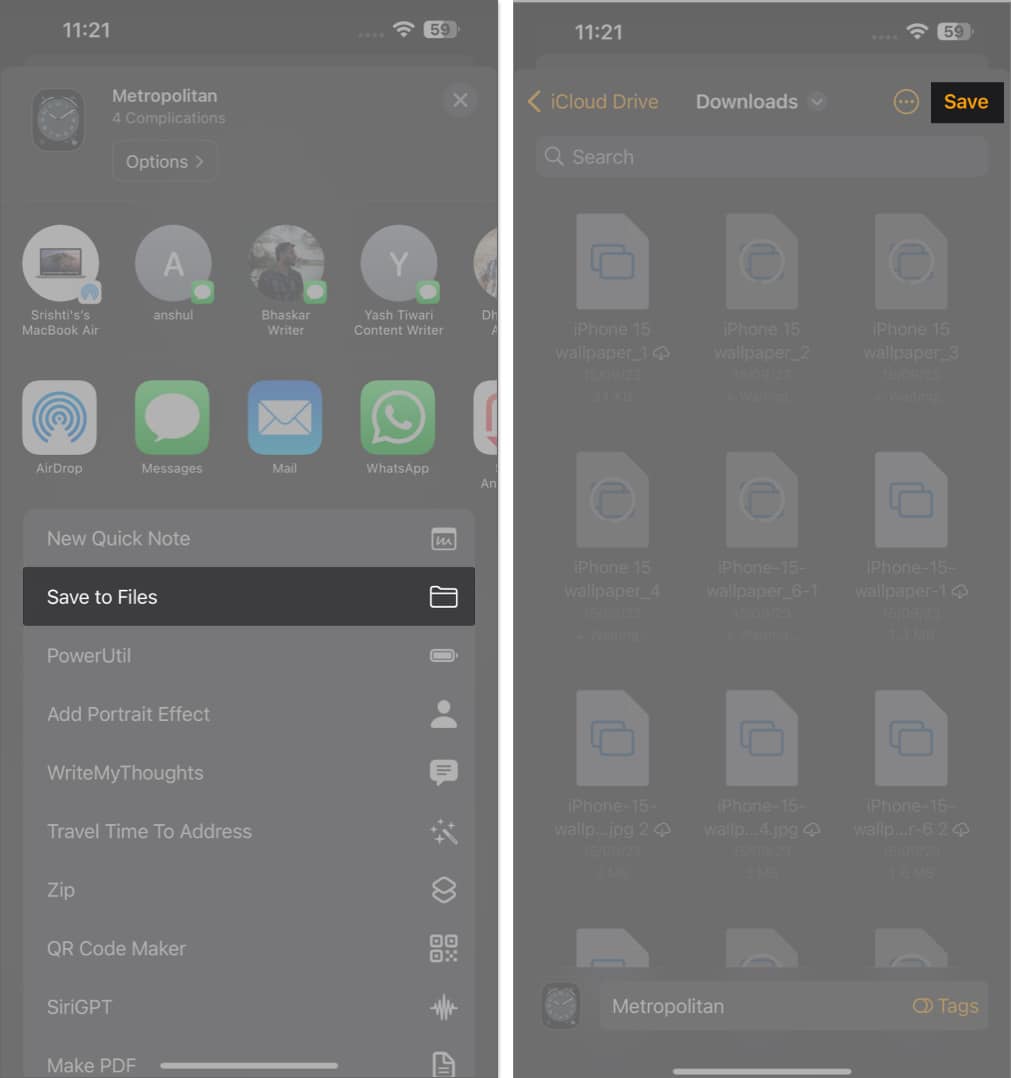 Save to File Save Apple Watch Face
