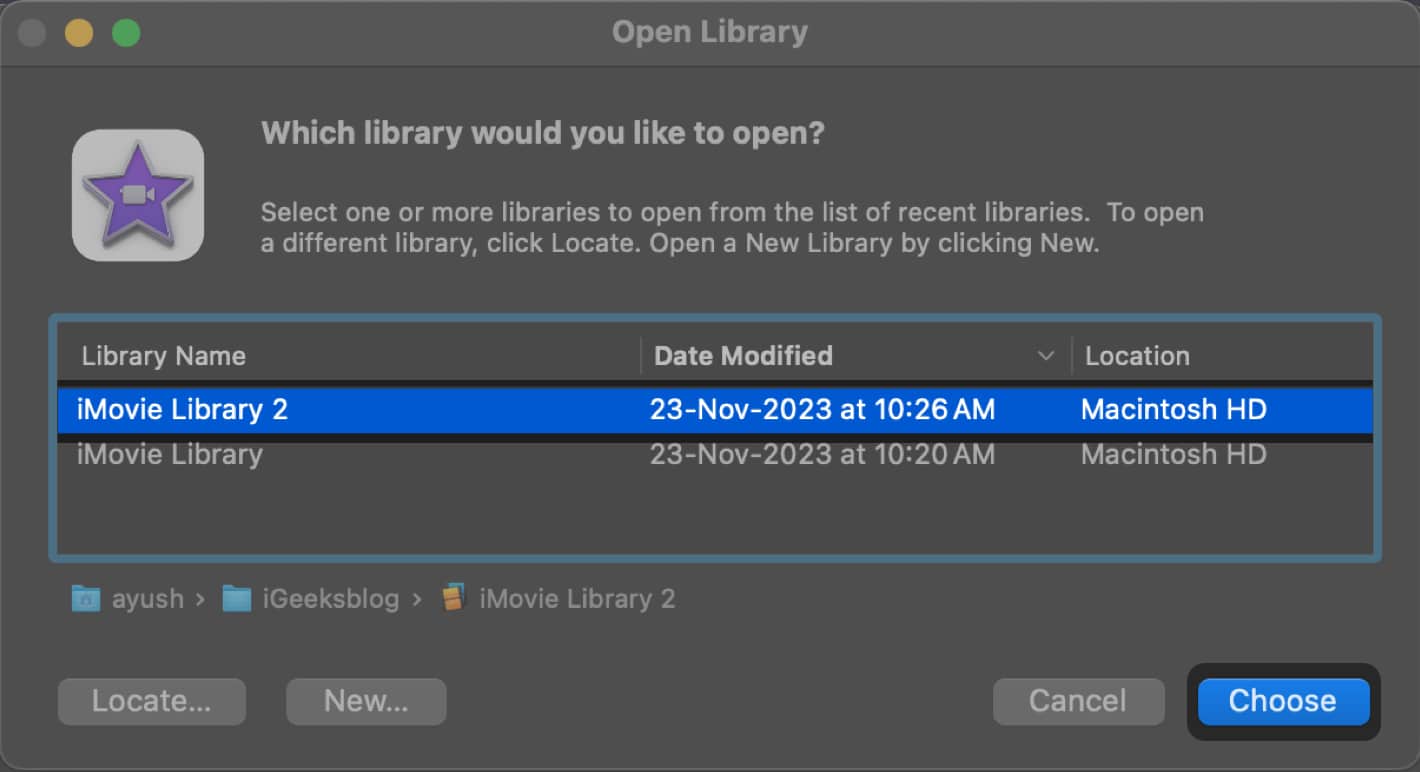 choose the new library