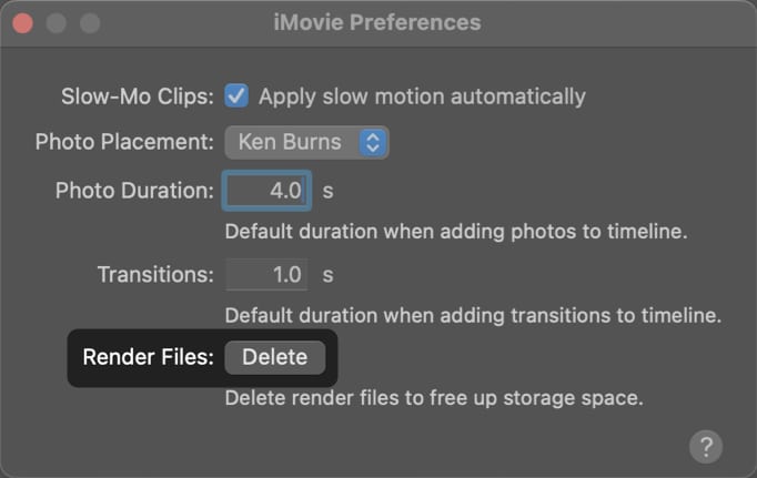 delete imovie render files