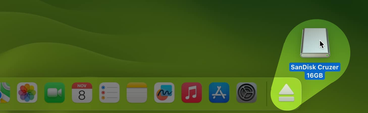 eject external usb drives using the bin