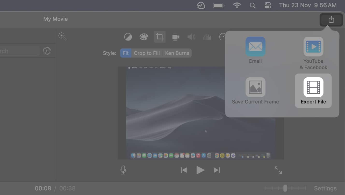 export a imovie file