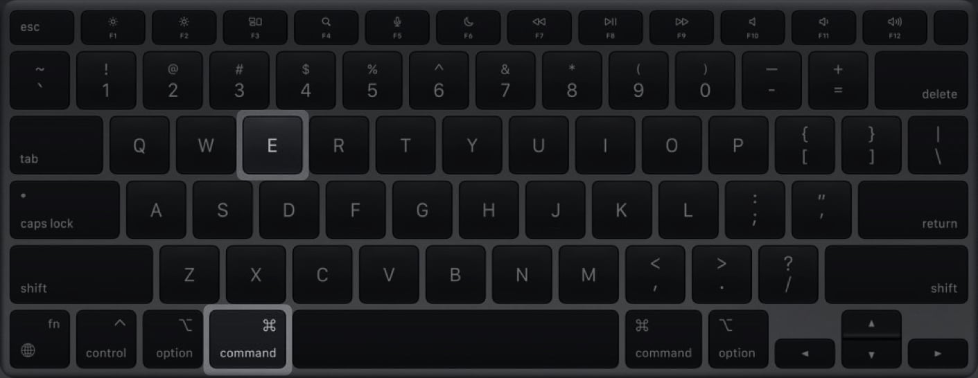 mac keyboard shortcut to eject external usb drives