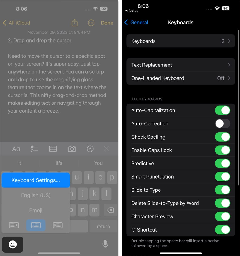 Access Keyboard Settings in a jiffy