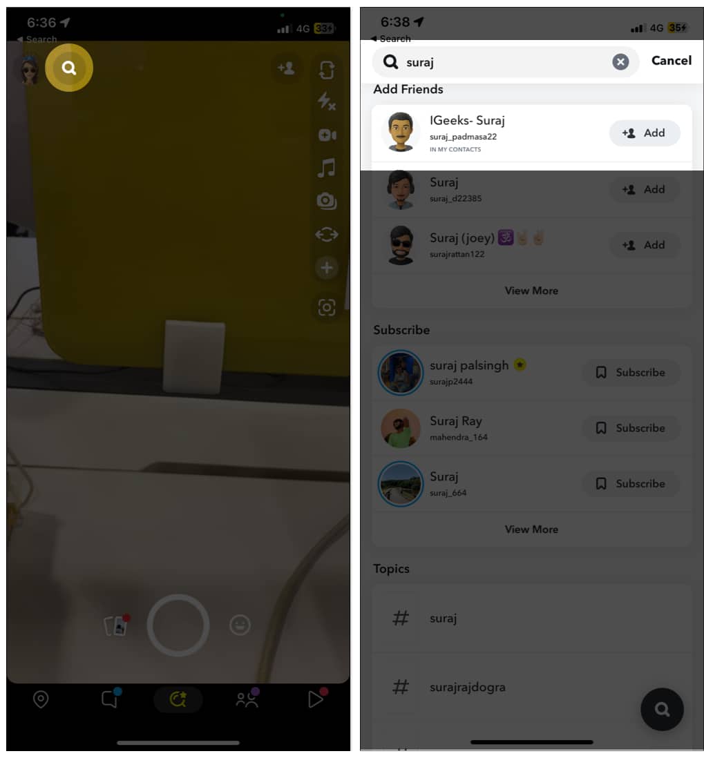 Check if someone blocked you on Snapchat is searching for them