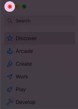 Close an app on Mac hit the close X button