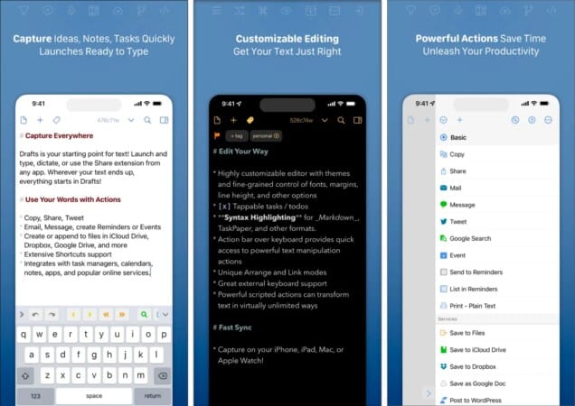 Drafts Writing App for iPhone and iPad