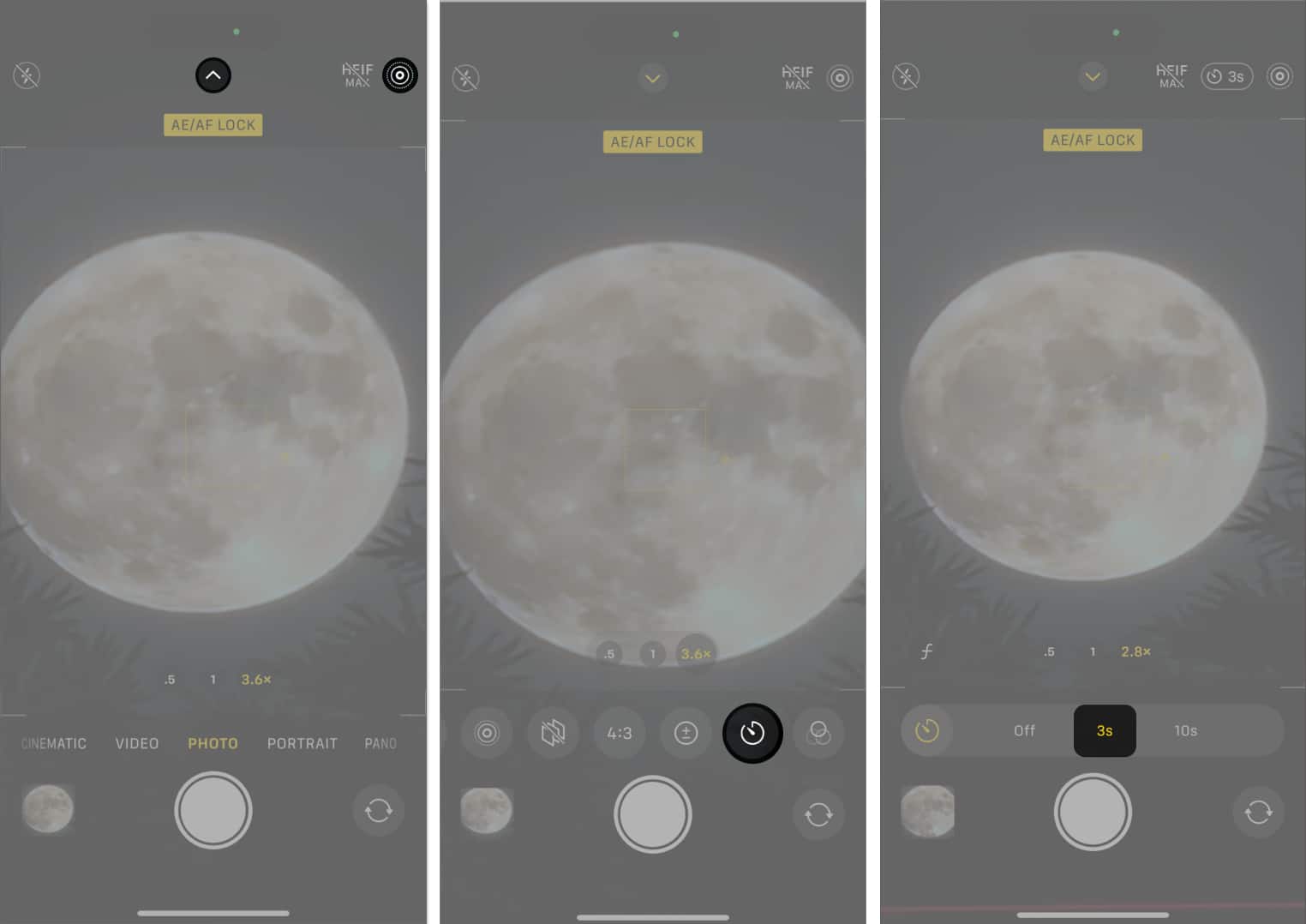 Enable live mode set a timer of 3s